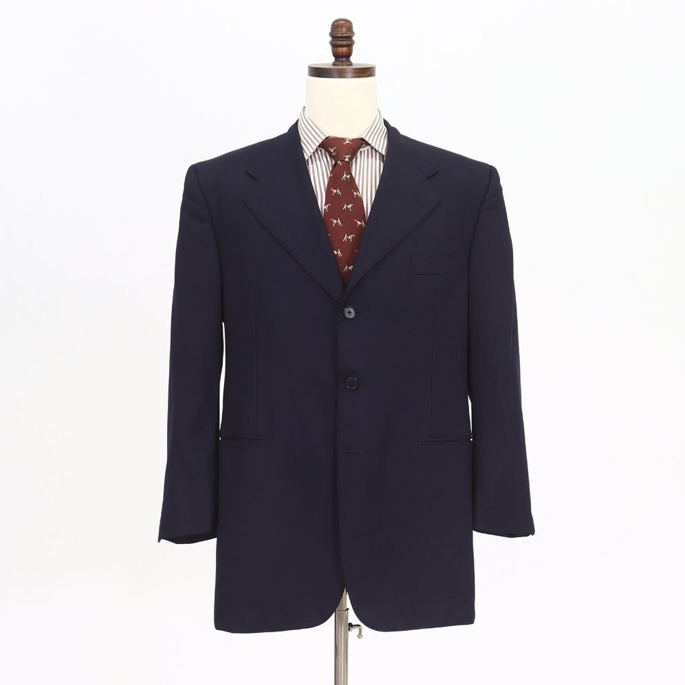 Bespoke 44R Navy Solid 3-Button Sport Coat Blazer Jacket O601